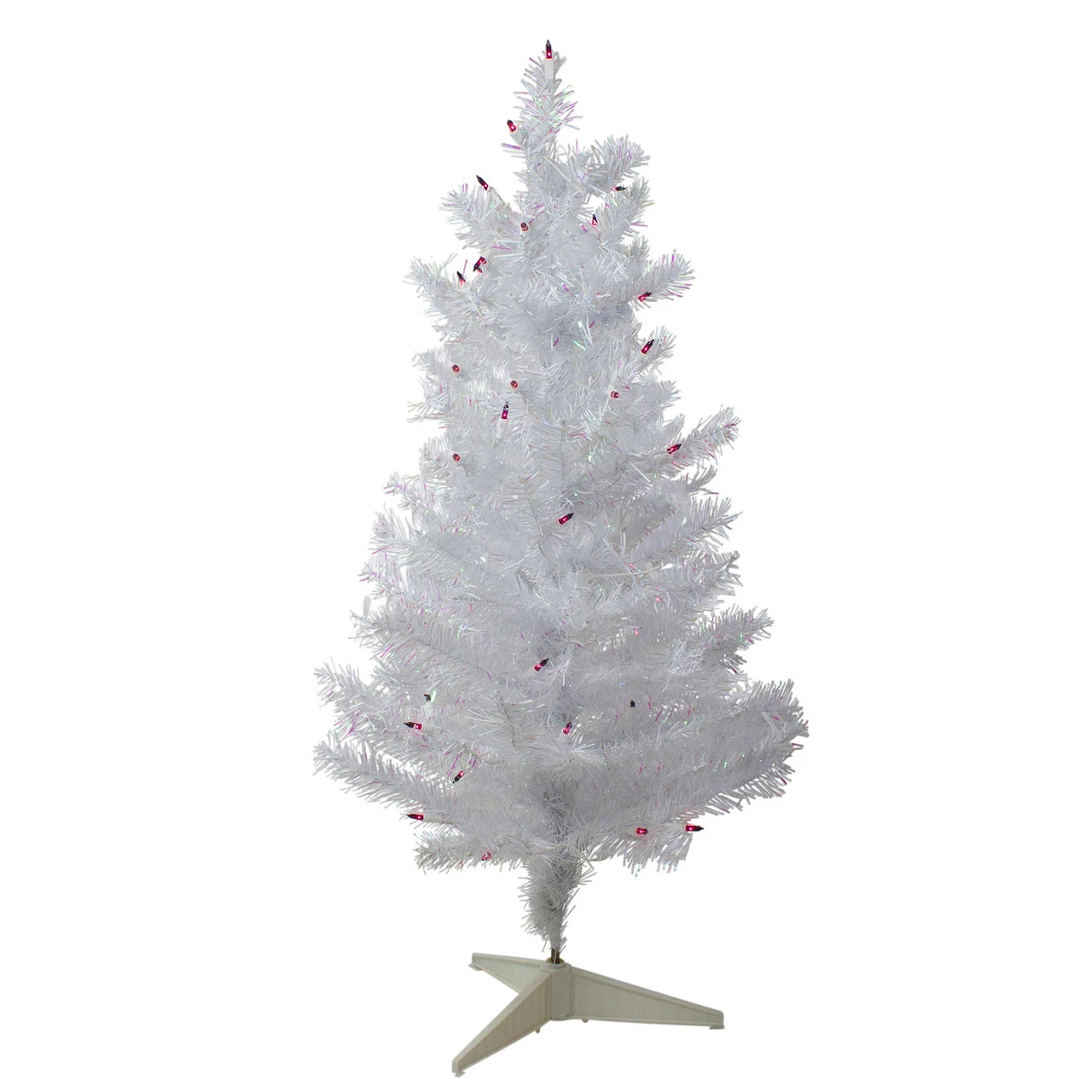 Northlight 3' Pre-Lit White Medium Iridescent Pine Artificial Christmas Tree - Purple Lights 3 Northlight 3' Pre-Lit White Medium Iridescent Pine Artificial Christmas Tree - Purple Lights