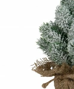 Northlight 9" Flocked Mini Pine Cone Christmas Tree In Beige Burlap Pot -Northlight Shop northlight nl0095120tan 3 41977.1665610751