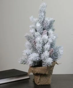 Alternative view of Northlight 16” Medium Flocked Green Pine Artificial Table Top Christmas Tree With Burlap Base - Unlit