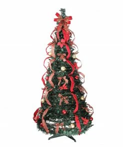 Northlight 6' Pre-Lit Red Plaid Pre-Decorated Pop-Up Artificial Christmas Tree, Multicolor Lights