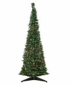 Northlight 6' Pre-Lit Green Holly Leaf Pop-Up Artificial Christmas Tree - Clear Lights