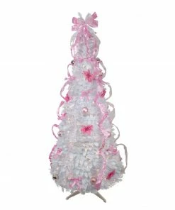 Northlight 6' Pre-Lit White And Pink Pre-Decorated Pop-Up Artificial Christmas Tree