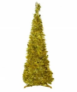 Northlight 4' Gold Tinsel Pop-Up Artificial Christmas Tree, Unlit