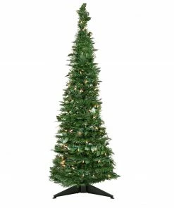 Northlight 4' Pre-Lit Green Tinsel Pop-Up Artificial Christmas Tree, Clear Lights