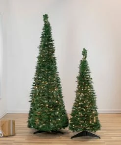 Alternative view of Northlight 6' Pre-Lit Green Holly Leaf Pop-Up Artificial Christmas Tree - Clear Lights