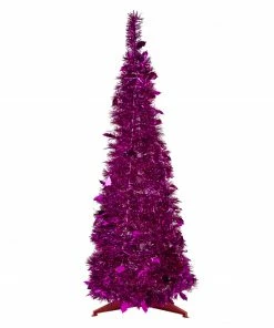 Northlight 4' Pink Tinsel Pop-Up Artificial Christmas Tree, Unlit