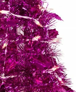 Northlight 4' Pre-Lit Pink Tinsel Pop-Up Artificial Christmas Tree, Clear Lights -Northlight Shop northlight sm92150 2 70788.1647998798