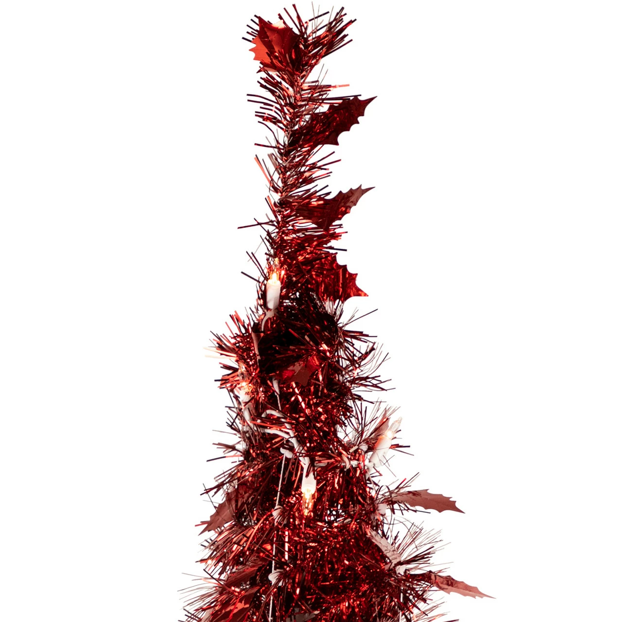 Northlight 4' Pre-Lit Red Tinsel Pop-Up Artificial Christmas Tree, Clear Lights 6 Northlight 4' Pre-Lit Red Tinsel Pop-Up Artificial Christmas Tree, Clear Lights - Image 4