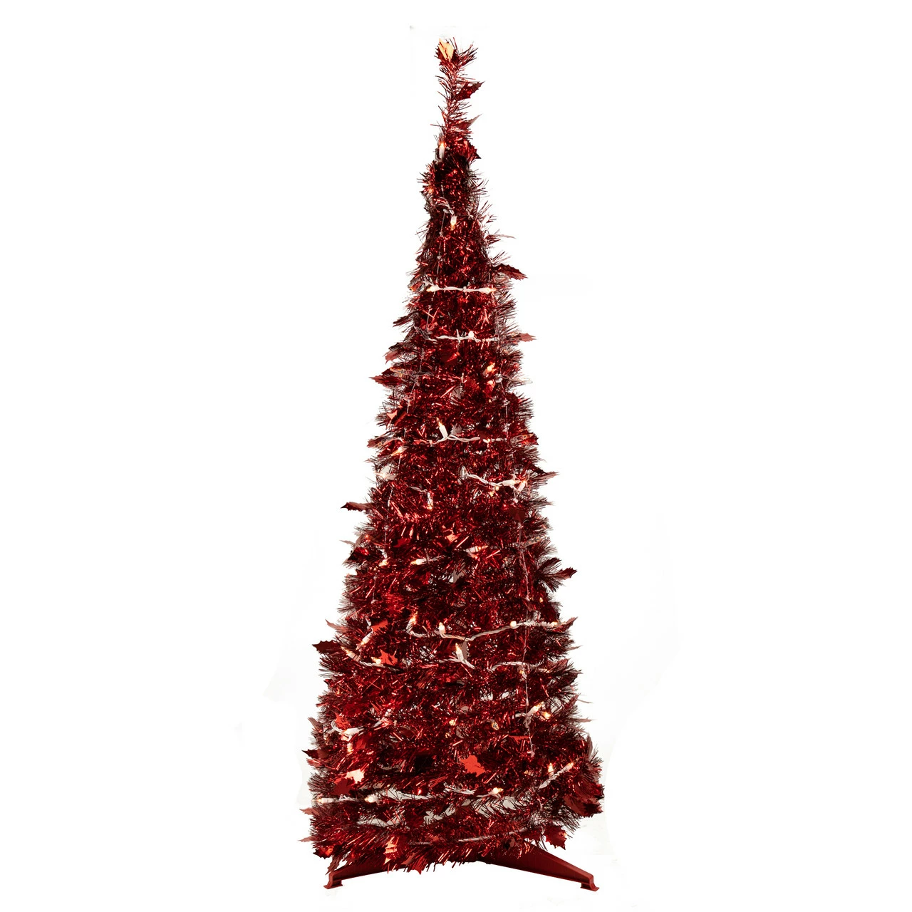 Northlight 4' Pre-Lit Red Tinsel Pop-Up Artificial Christmas Tree, Clear Lights 3 Northlight 4' Pre-Lit Red Tinsel Pop-Up Artificial Christmas Tree, Clear Lights