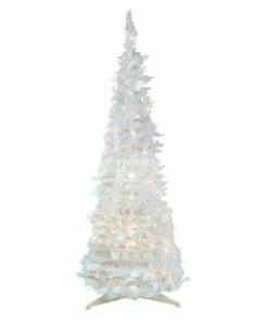 Northlight 4' Pre-Lit White Tinsel Pop-Up Artificial Christmas Tree, Clear Lights