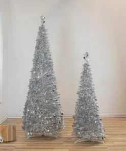 Alternative view of Northlight 6' Silver Tinsel Pop-Up Artificial Christmas Tree, Unlit