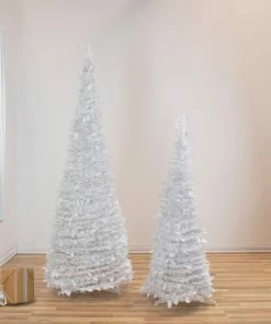 Alternative view of Northlight 4' White Tinsel Pop-Up Artificial Christmas Tree, Unlit