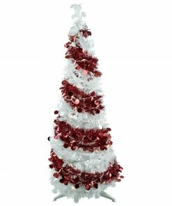 Northlight 4' Pre-Lit Candy Cane Pop-Up Artificial Christmas Tree, Clear Lights