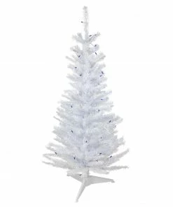 Northlight 4' Pre-Lit Woodbury White Pine Slim Artificial Christmas Tree, Blue Lights