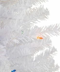 Alternative view of Northlight 2' Lighted Woodbury White Pine Slim Artificial Christmas Tree, Multi Lights