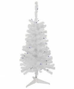 Northlight 3' Pre-Lit Woodbury White Pine Slim Artificial Christmas Tree, Blue Lights