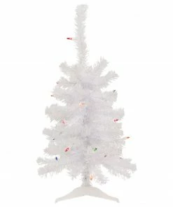 Northlight 2' Lighted Woodbury White Pine Slim Artificial Christmas Tree, Multi Lights