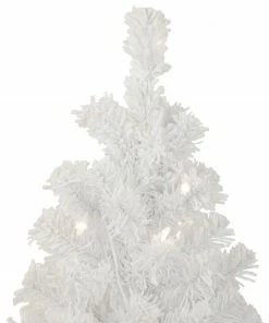 Alternative view of Northlight 3.5' Pre-Lit Potted Flocked Winter Pine White Tinsel Artificial Christmas Tree, Clear Lights