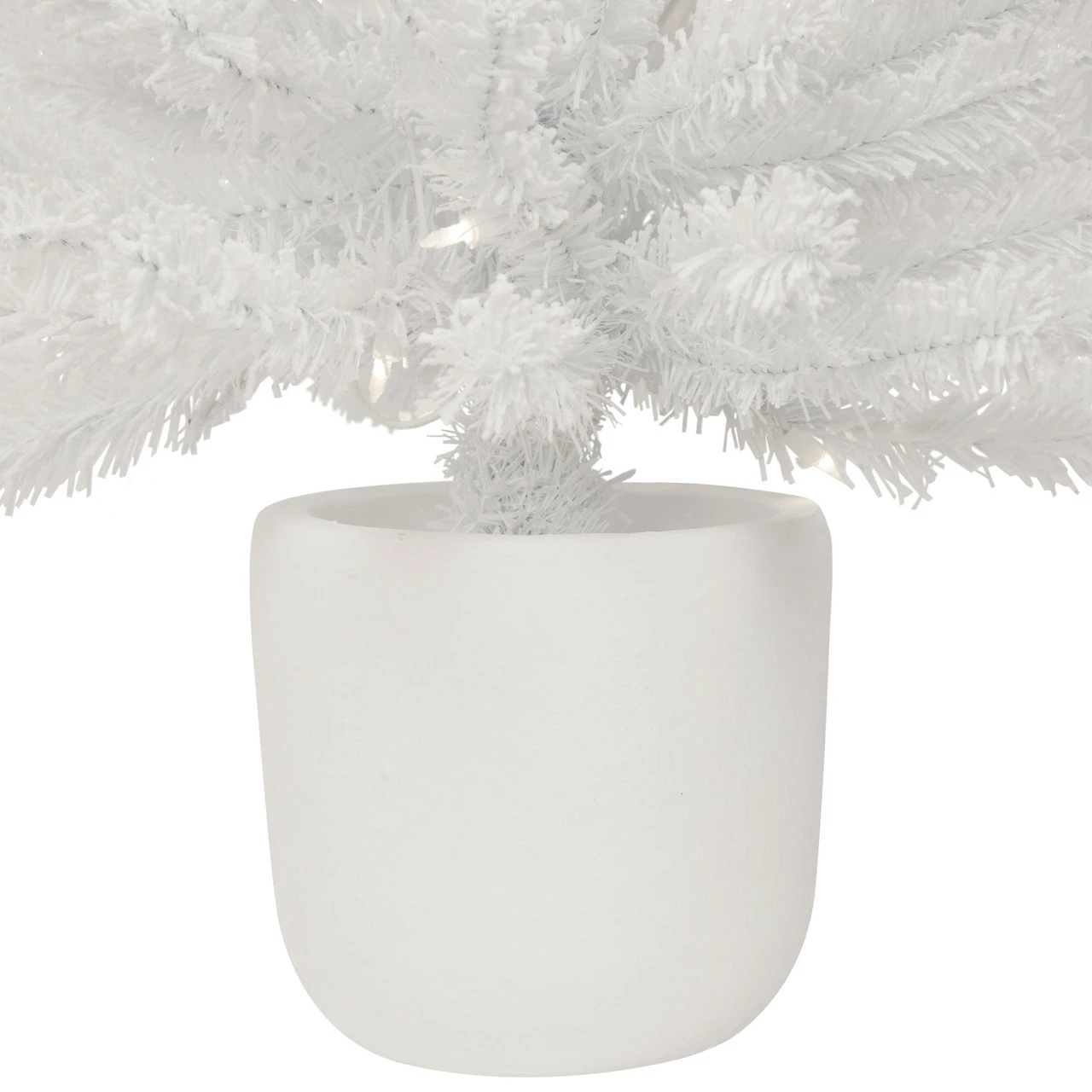 Northlight 3.5' Pre-Lit Potted Flocked Winter Pine White Tinsel Artificial Christmas Tree, Clear Lights 6 Northlight 3.5' Pre-Lit Potted Flocked Winter Pine White Tinsel Artificial Christmas Tree, Clear Lights - Image 4