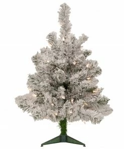 Northlight 2' Pre-Lit Flocked Madison Pine Artificial Christmas Tree, Clear Lights