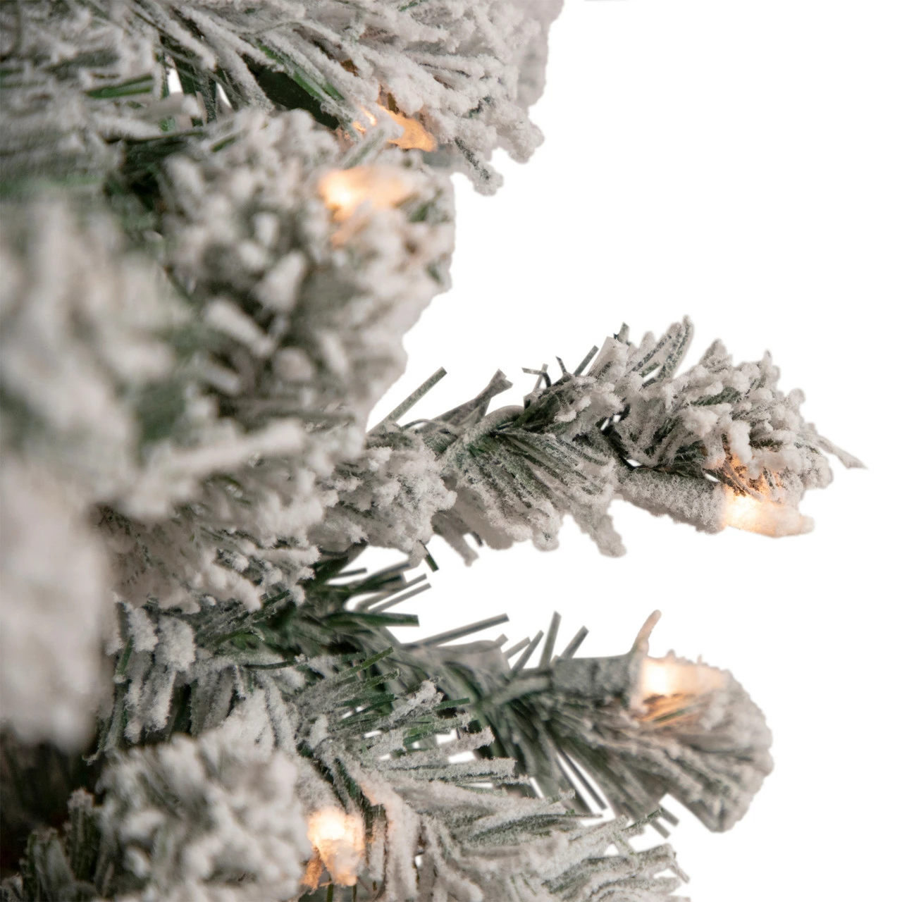 Northlight 6.5' Pre-Lit Flocked Madison Pine Medium Artificial Christmas Tree, Clear Lights 8 Northlight 6.5' Pre-Lit Flocked Madison Pine Medium Artificial Christmas Tree, Clear Lights - Image 6