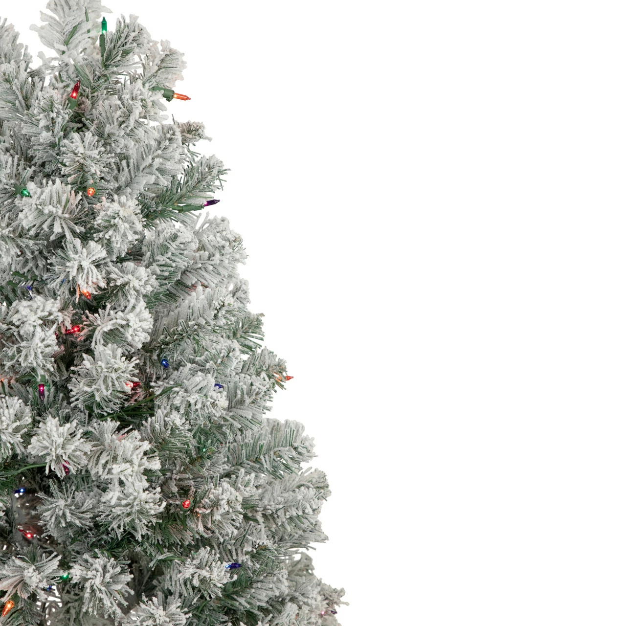 Northlight 4.5' Pre-Lit Flocked Madison Pine Artificial Christmas Tree, Multi Lights 6 Northlight 4.5' Pre-Lit Flocked Madison Pine Artificial Christmas Tree, Multi Lights - Image 4