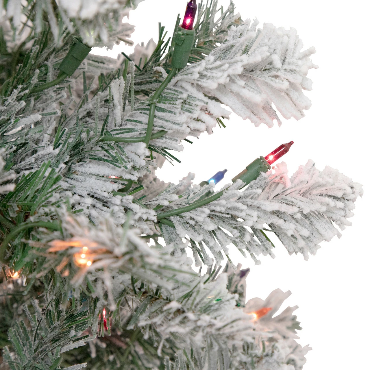 Northlight 4.5' Pre-Lit Flocked Madison Pine Artificial Christmas Tree, Multi Lights 5 Northlight 4.5' Pre-Lit Flocked Madison Pine Artificial Christmas Tree, Multi Lights - Image 3
