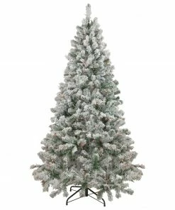 Northlight 6.5' Pre-Lit Flocked Madison Pine Artificial Christmas Tree, Multi Lights