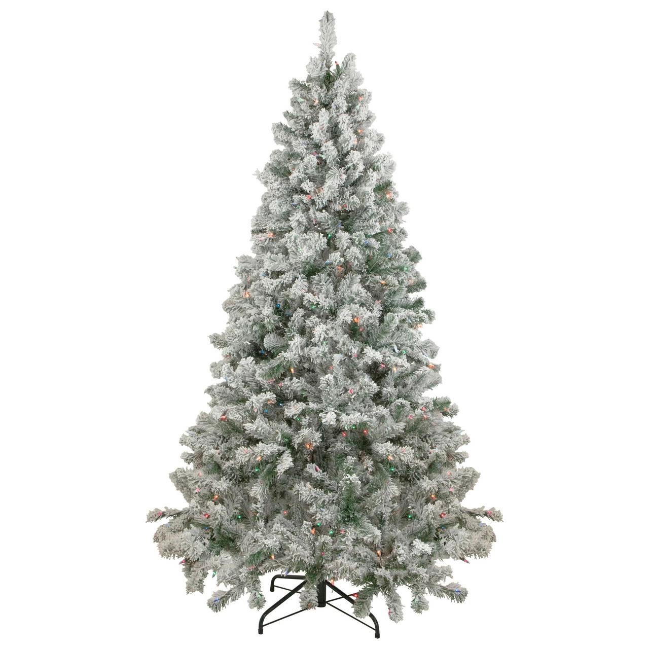 Northlight 6.5' Pre-Lit Flocked Madison Pine Artificial Christmas Tree, Multi Lights 3 Northlight 6.5' Pre-Lit Flocked Madison Pine Artificial Christmas Tree, Multi Lights