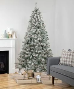 Alternative view of Northlight 6.5' Pre-Lit Flocked Madison Pine Artificial Christmas Tree, Multi Lights