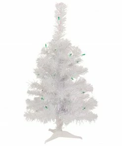 Northlight 2' Lighted Rockport White Pine Artificial Christmas Tree, Green Lights