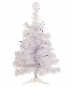 Northlight 2' Pre-lit Rockport White Pine Artificial Christmas Tree, Pink Lights