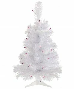 Northlight 2' Pre-lit Rockport White Pine Artificial Christmas Tree, Purple Lights