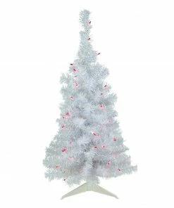 Northlight 3' Pre-lit Rockport White Pine Artificial Christmas Tree, Pink Lights