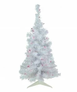 Northlight 3' Pre-lit Rockport White Pine Artificial Christmas Tree, Purple Lights