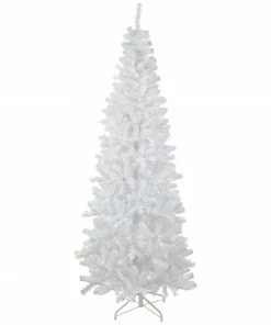 Northlight 6.5' Pre-Lit Pencil White Georgian Pine Artificial Christmas Tree, Warm White LED Lights