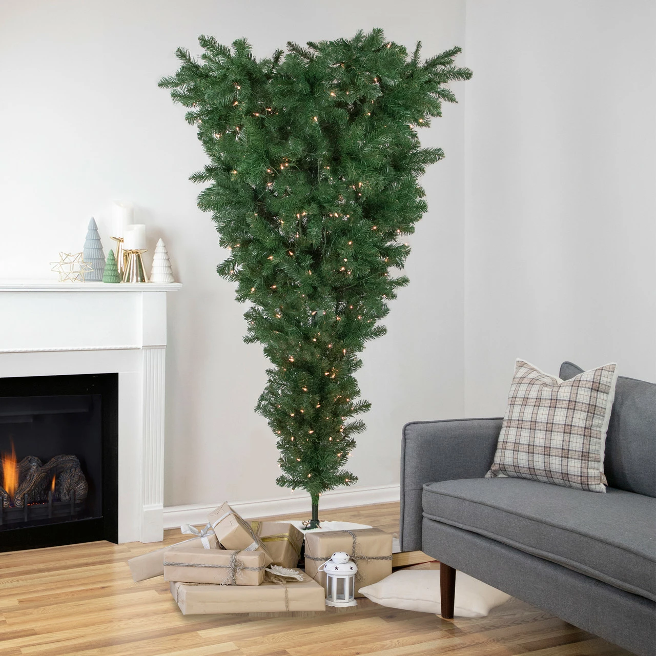 Northlight 5.5' Pre-Lit Medium Upside Down Spruce Artificial Christmas Tree, Clear Lights 4 Northlight 5.5' Pre-Lit Medium Upside Down Spruce Artificial Christmas Tree, Clear Lights - Image 2