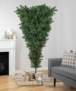 Alternative view of Northlight 7.5' Pre-Lit Green Upside Down Spruce Artificial Christmas Tree, Clear Lights