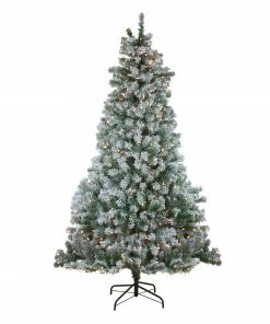 Northlight 7.5' Pre-Lit Full Winema Pine Flocked Artificial Christmas Tree - Clear Lights