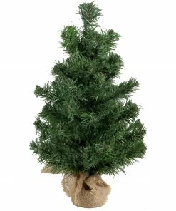 Northlight 18" Mini Pine Medium Artificial Christmas Tree In Burlap Base, Unlit