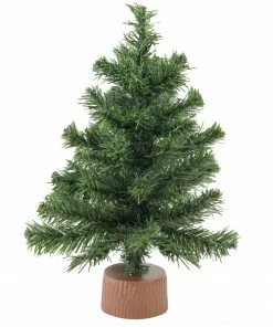 Northlight 12" Mini Canadian Pine Full Artificial Christmas Tree In Faux Wood Base - Unlit