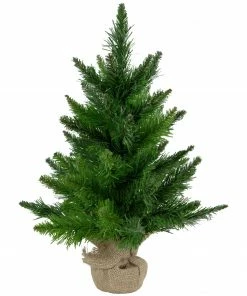 Northlight 18" Mini Balsam Pine Medium Artificial Christmas Tree In Burlap Base - Unlit