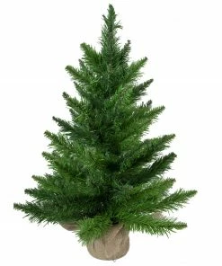 Northlight 24" Mini Balsam Pine Artificial Christmas Tree In Burlap Base, Unlit