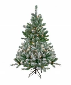Northlight 4.5' Pre-Lit Full Flocked Natural Emerald Artificial Christmas Tree - Warm Clear Lights