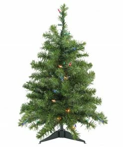Northlight 2' Pre-Lit Medium Canadian Pine Artificial Christmas Tree, Multi Lights