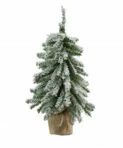 Northlight 15" Potted Flocked Downswept Mini Village Pine Medium Artificial Christmas Tree, Unlit