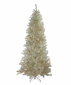 Northlight 9' Pre-Lit Metallic Sheer Champagne Artificial Tinsel Christmas Tree - Clear Lights
