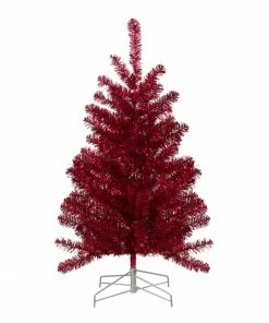 Northlight 3' Metallic Red Tinsel Artificial Christmas Tree - Unlit
