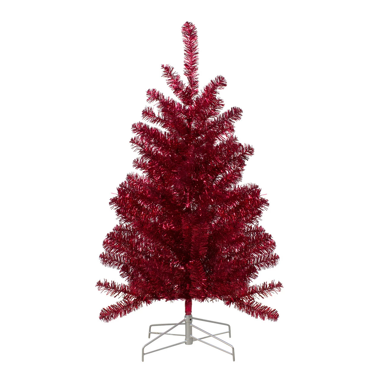 Northlight 3' Metallic Red Tinsel Artificial Christmas Tree - Unlit 3 Northlight 3' Metallic Red Tinsel Artificial Christmas Tree - Unlit