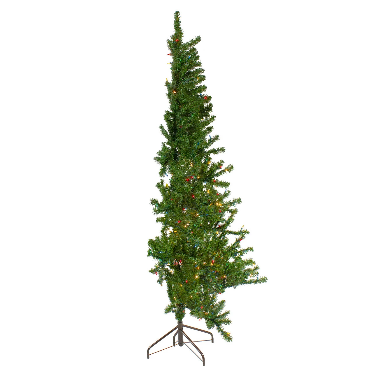 Northlight 7.5' Pre-Lit Canadian Pine Slim Artificial Christmas Wall Tree - Multicolor Lights 4 Northlight 7.5' Pre-Lit Canadian Pine Slim Artificial Christmas Wall Tree - Multicolor Lights - Image 2